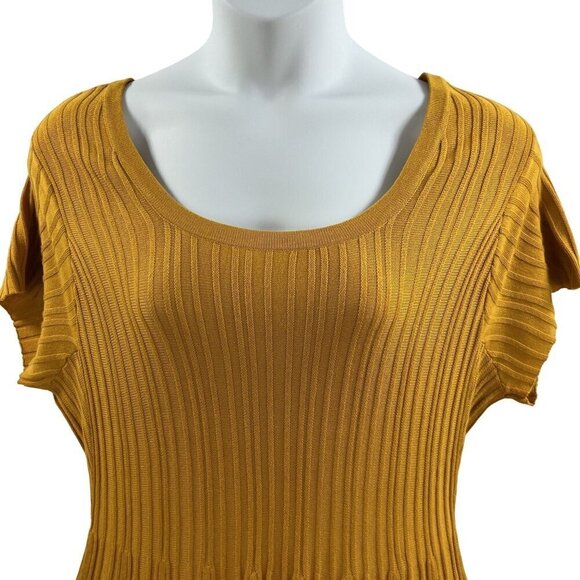 Torrid 3 Womens Marigold Sweater Skater A Line Dress Knee Length Cap Sleeve - Picture 4 of 10